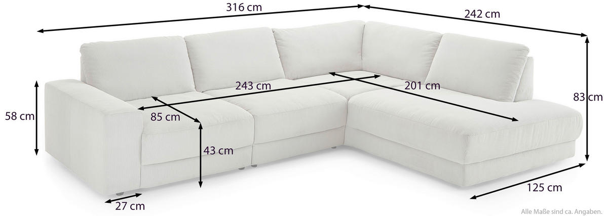 ECKSOFA in Chenille, Jacquard Silberfarben  316/242 cm  - Silberfarben/Schwarz, Design, Kunststoff/Textil (316/242cm) - Niels Andersson