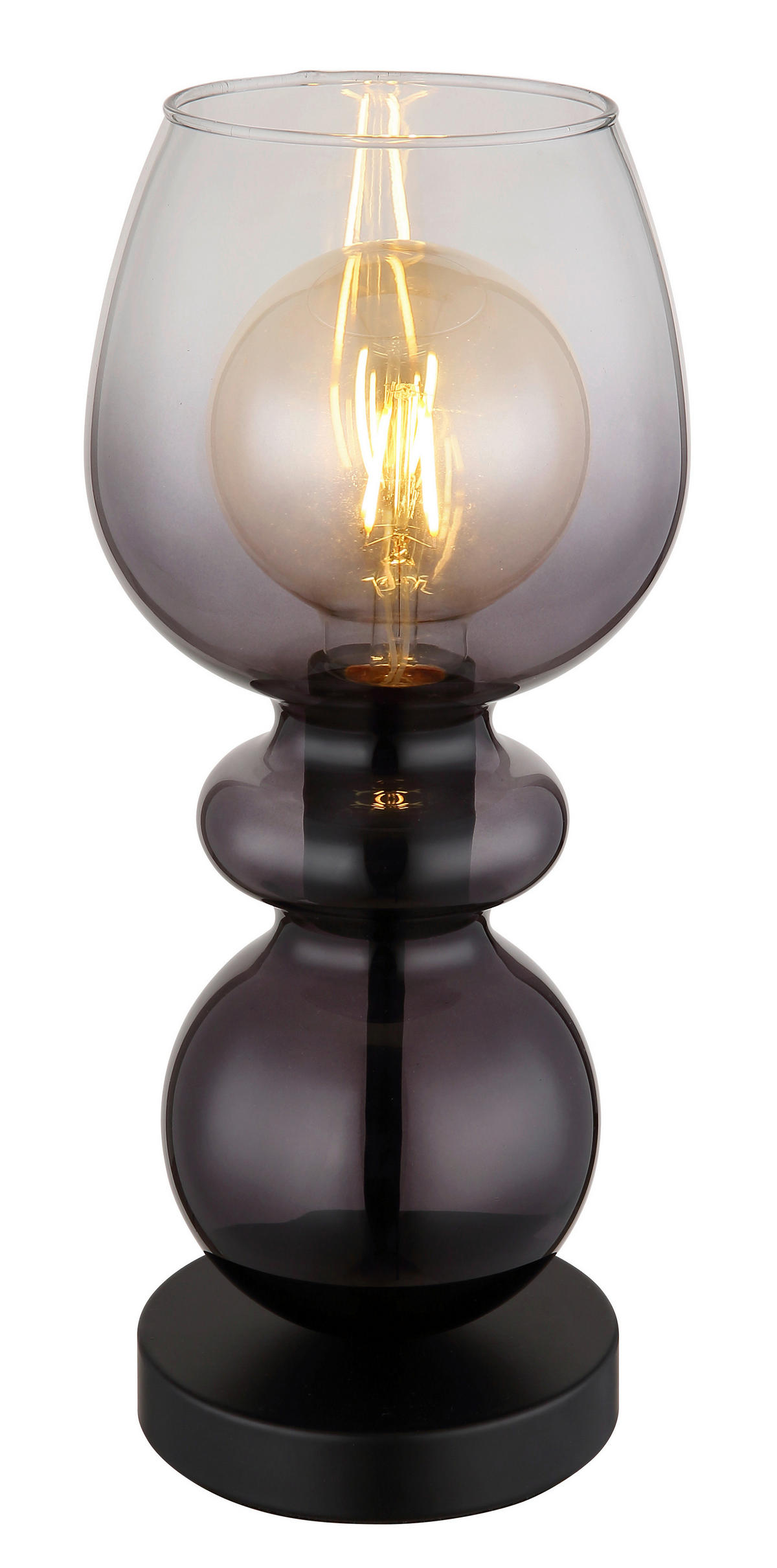 TISCHLEUCHTE - Klar/Schwarz, Basics, Glas/Kunststoff (15/34,4cm) - Globo