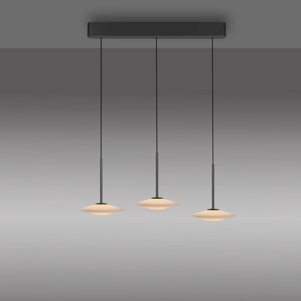 LED-PENDELLEUCHTE 86/20/180 cm  - Schwarz, Design, Glas/Kunststoff (86/20/180cm) - Paul Neuhaus
