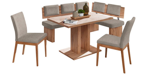 ECKBANKGRUPPE in Textil, Holzwerkstoff Eichefarben, Hellbraun - Hellbraun/Eichefarben, KONVENTIONELL, Holzwerkstoff/Textil - Cantus
