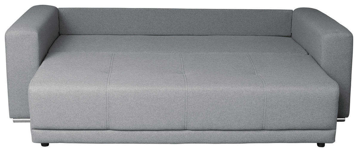 SCHLAFSOFA in Struktur Grau  - Chromfarben/Schwarz, Design, Kunststoff/Textil (238/77/108cm) - P & B