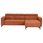 ECKSOFA Rostfarben Cord Rücken echt, Kopfteilverstellung, Sitzvorzug  - Rostfarben/Schwarz, KONVENTIONELL, Textil/Metall (257/170cm) - Carryhome