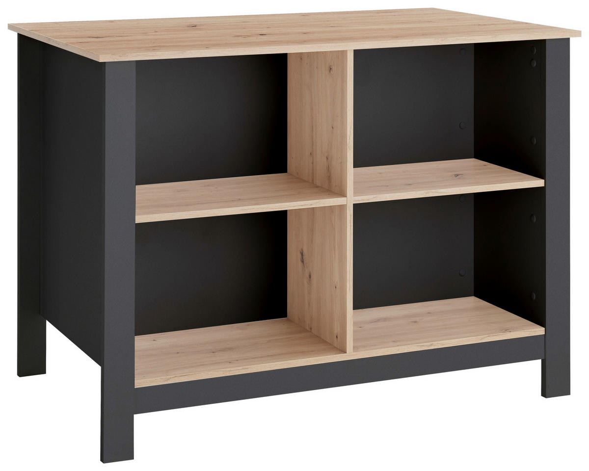 KUHINJSKI OTOK antracit, hrast Artisan  - hrast Artisan/antracit, Design, drvni materijal (124/90/75cm) - MID.YOU