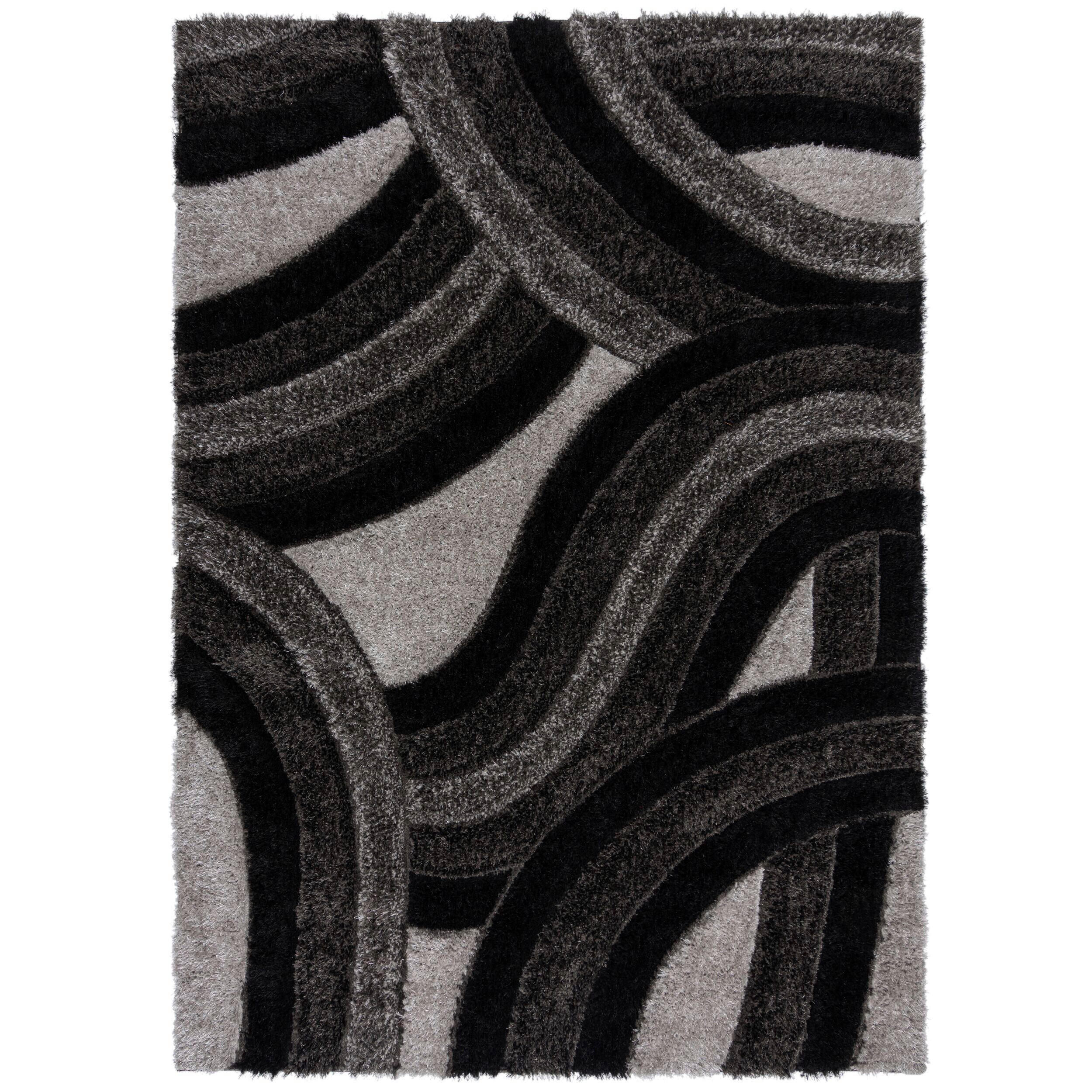 SHAGGY 120/170 cm Velvet Grau, Schwarz  - Schwarz/Grau, Basics, Kunststoff/Textil (120/170cm) - Xora
