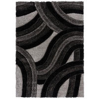 SHAGGY 120/170 cm Velvet Grau, Schwarz  - Schwarz/Grau, Basics, Kunststoff/Textil (120/170cm) - Xora
