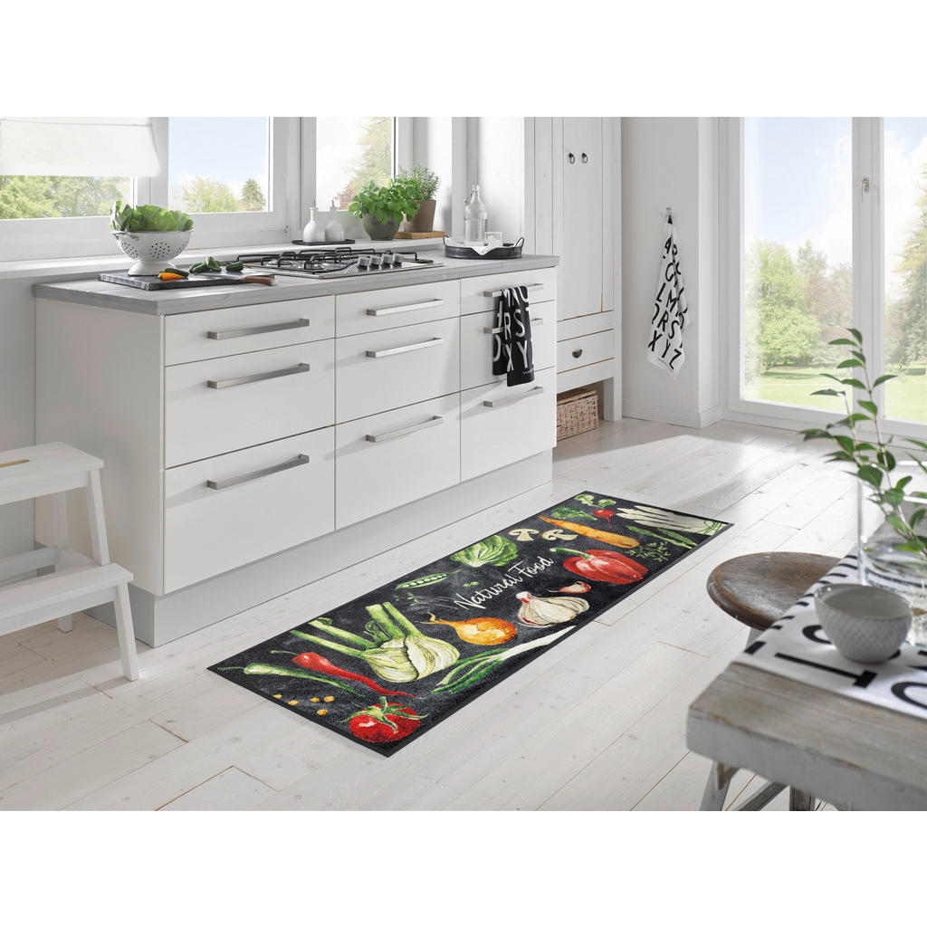 Thumbnail - wash+dry FUßMATTE Natural Food, Mehrfarbig, Textil, Küche, rechteckig, 60x180 cm, für Fußbodenheizung geeignet, rutschhe...