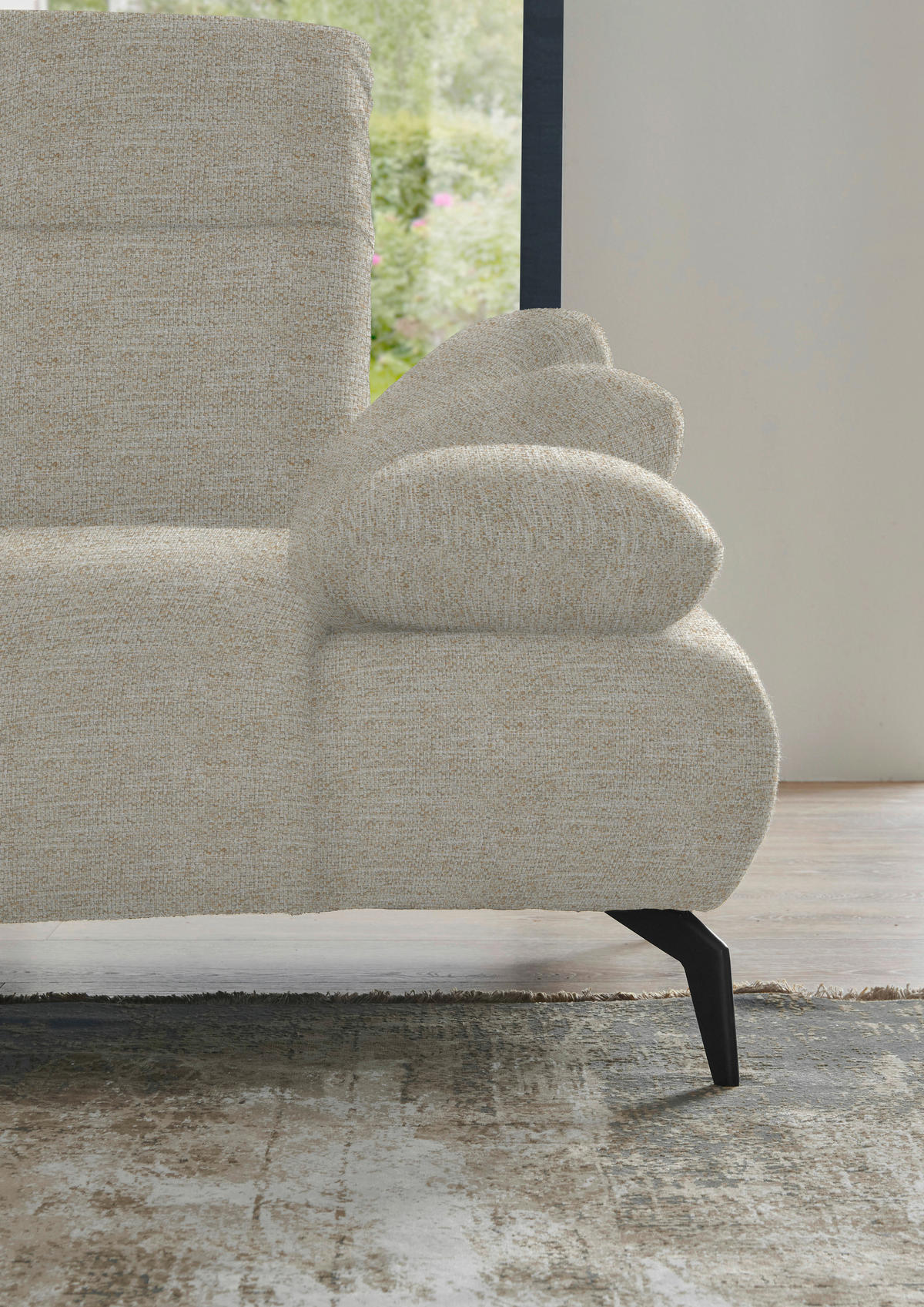 ECKSOFA in Webstoff Beige  290/223 cm  - Beige/Schwarz, Design, Textil/Metall (290/223cm) - Moderano