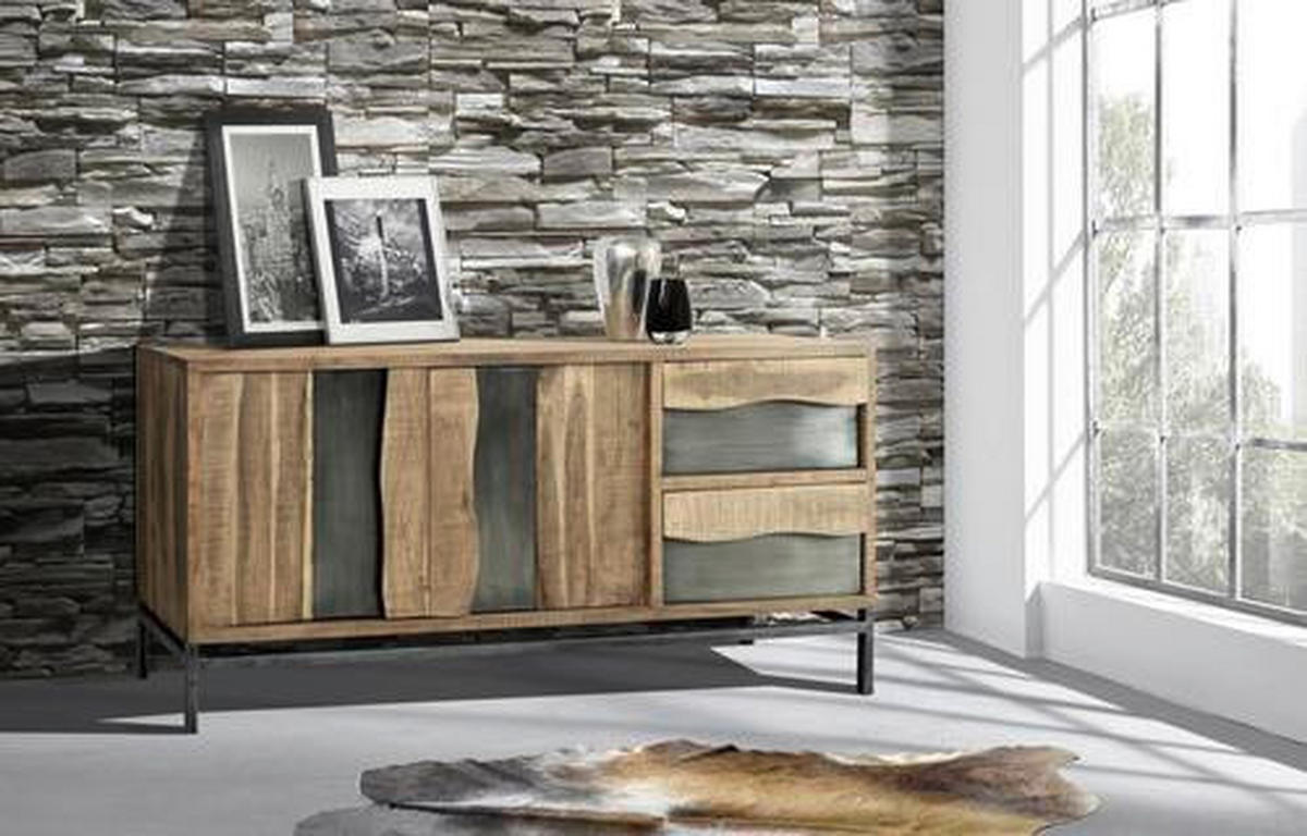 KOMODA   175/80/40 cm   siva, boje bagrema  - siva/boje bagrema, Konvencionalno, drvo/metal (175/80/40cm) - Livetastic