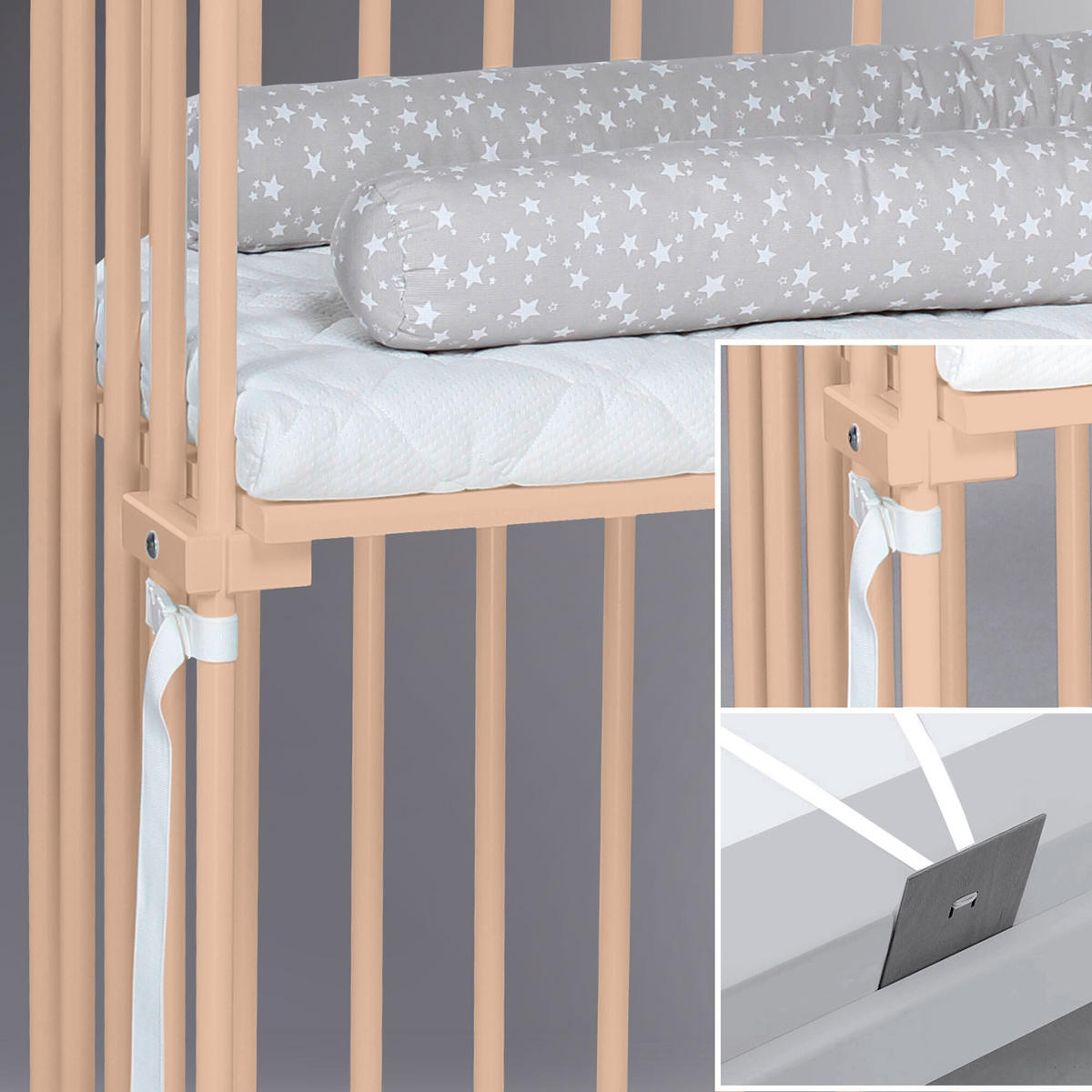 BEISTELLBETT 96/54/96,50 cm  - Beige, Basics, Holz (96/54/96,50cm) - Babybay