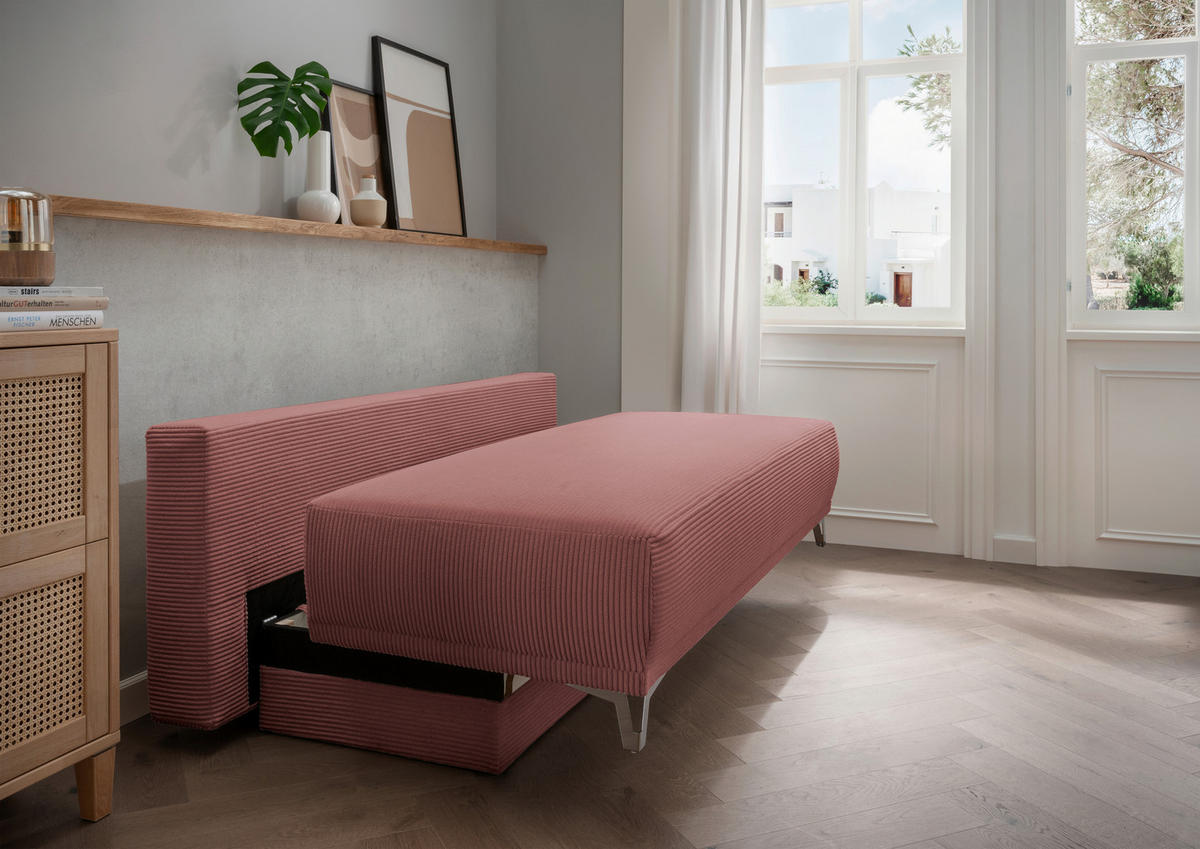 SCHLAFSOFA in Cord Rot, Koralle  - Chromfarben/Koralle, Modern, Textil/Metall (198/90/100cm) - Livetastic