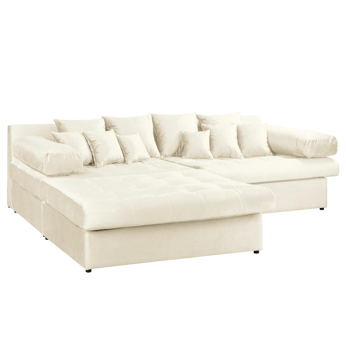 ECKSOFA Naomi in Velours Beige Rückenkissen  243/284 cm  - Beige/Schwarz, Design, Kunststoff/Textil (243/284cm) - P & B