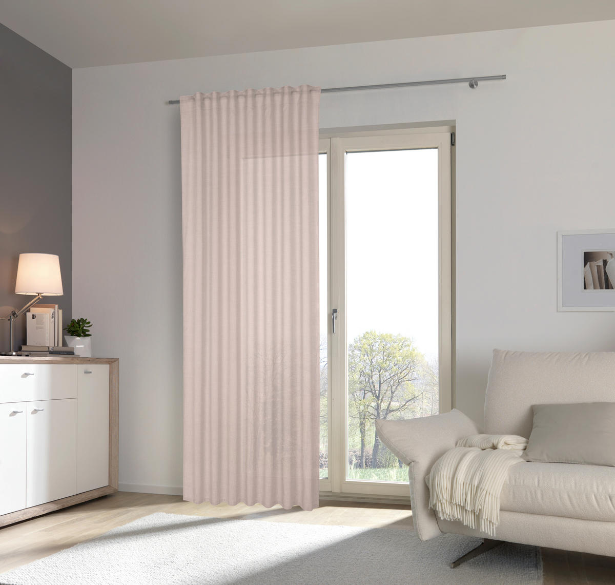 HOTOVÝ ZÁVĚS, poloprůhledné, 140/245 cm - růžová, Basics, textil (140/245cm) - Esposa