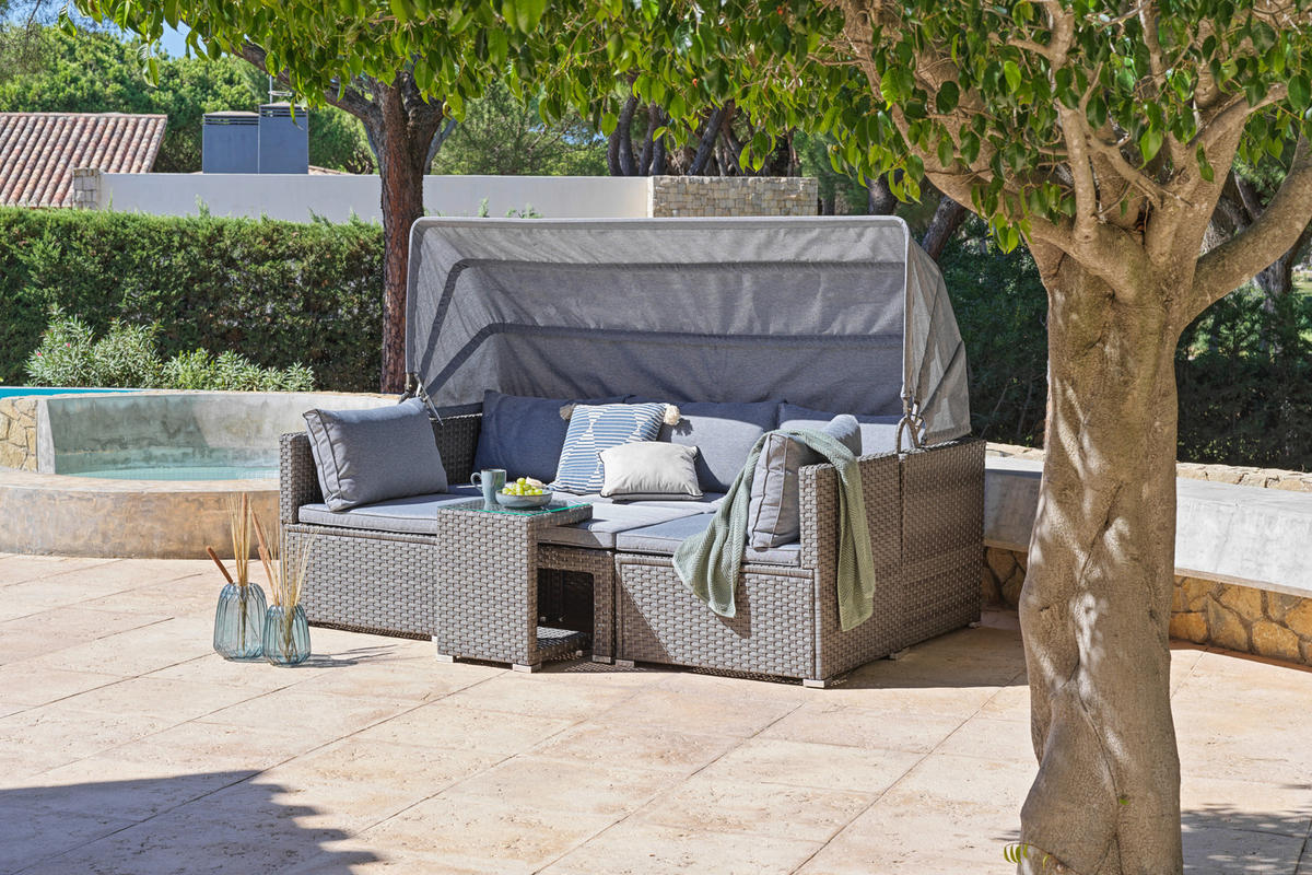 LOUNGEGARNITUR Stahl  - Grau, MODERN, Glas/Kunststoff - Ambia Garden