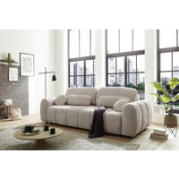 SCHLAFSOFA BUBBLE Webstoff Beige  inkl. Zierkissen, Nierenkissen, Bettkasten, Liegefläche im Originalstoff  - Beige/Schwarz, Design, Kunststoff/Textil (256/76/112cm) - MID.YOU