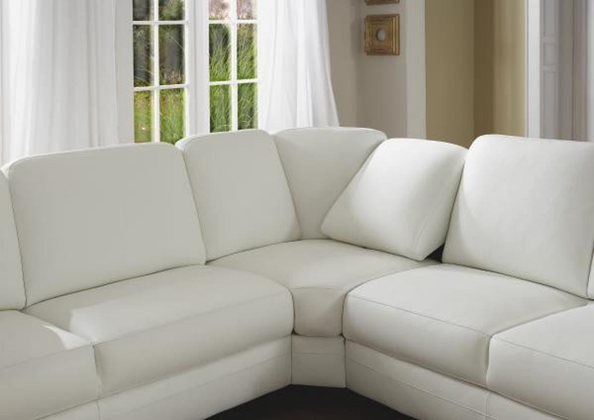 WOHNLANDSCHAFT in Echtleder Weiss  - Weiss/Alufarben, Konventionell, Leder/Metall (165/329/239cm) - Beldomo Premium