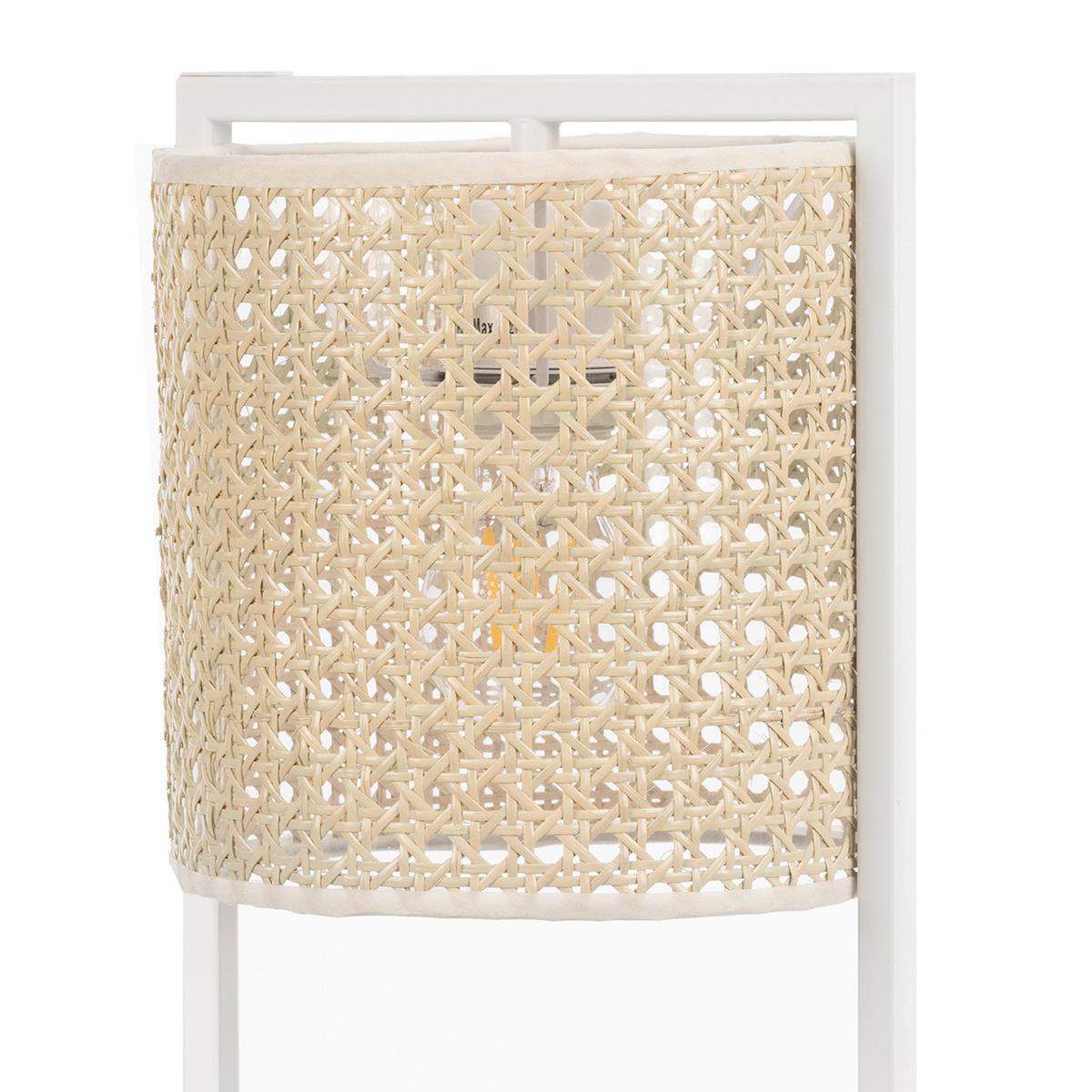 TISCHLEUCHTE 22/36 cm   - Weiß Hochglanz/Braun, Basics, Kunststoff/Textil (22/36cm)