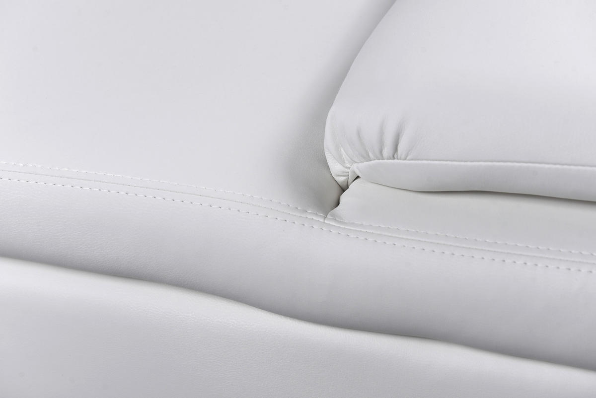 3-SITZER-SOFA in Lederlook Weiss  - Weiss/Grau, Design, Textil/Metall (218/78/88cm) - MID.YOU