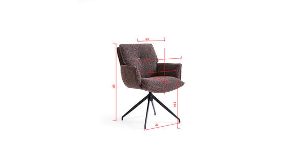 ARMLEHNSTUHL in Eisen Webstoff - Bordeaux/Schwarz, Design, Textil/Metall (66/89/69cm) - Novel