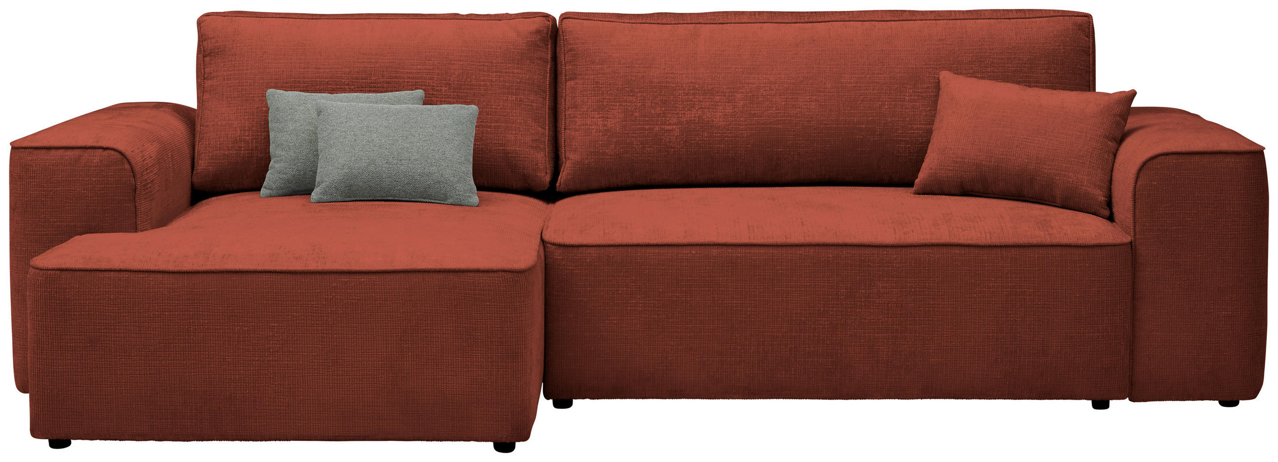 ECKSOFA in Plüsch Rostfarben  - Rostfarben/Blaugrau, Design, Kunststoff/Textil (152/288cm) - Xora
