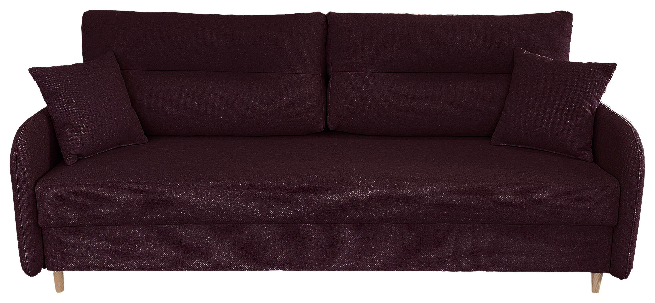 SCHLAFSOFA Flachgewebe Aubergine  - Aubergine/Schwarz, Design, Holz/Kunststoff (206/88/93cm) - MID.YOU