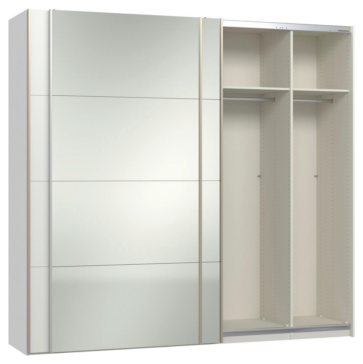 SCHWEBETÜRENSCHRANK 253/236/65 cm 2-türig Weiß  - Edelstahlfarben/Weiß, Design, Glas/Holzwerkstoff (253/236/65cm) - Jutzler
