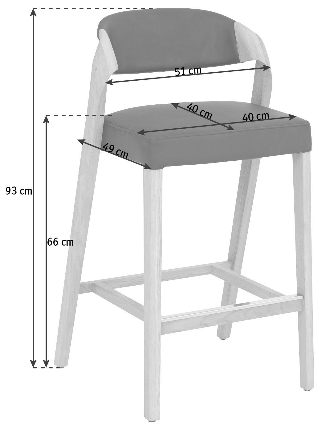 BARHOCKER in Holz, Leder Schwarz, Eichefarben  - Eichefarben/Schwarz, Natur, Leder/Holz (51/93/49cm) - Voglauer