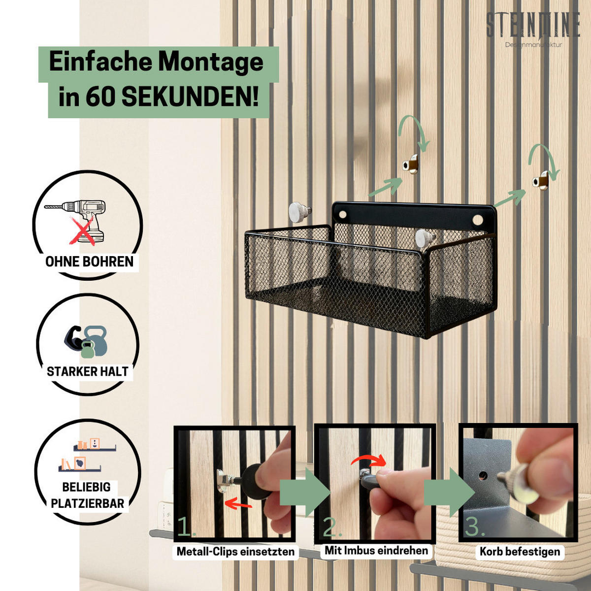 AKUSTIKPANEEL  - Schwarz, Basics, Metall (15,5/10/8cm)