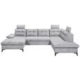 WOHNLANDSCHAFT Hellgrau Webstoff  - Hellgrau/Schwarz, KONVENTIONELL, Kunststoff/Textil (170/324/218cm) - Carryhome
