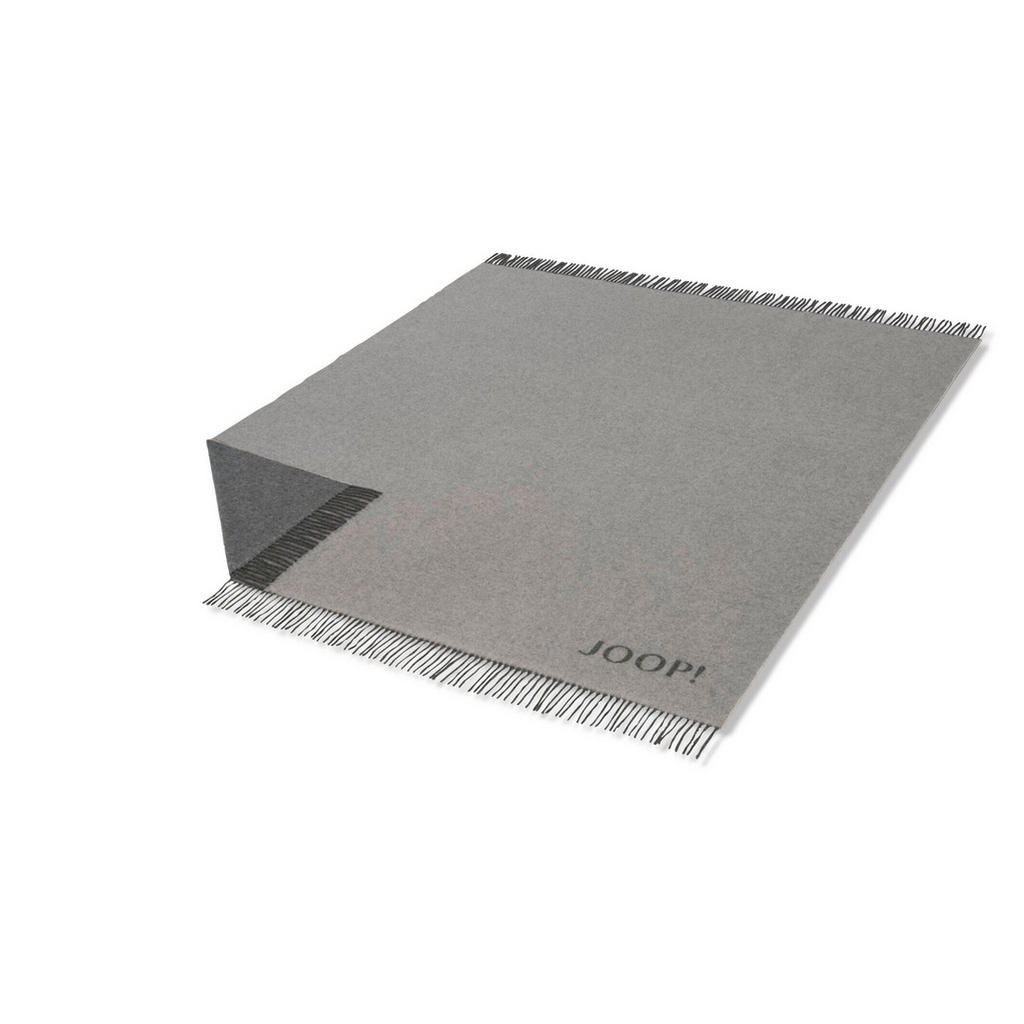 Thumbnail - Joop! Plaid Fine-Doubleface, Graphit, Schiefer, Textil, Uni, 130x180 cm, Fransen, Wohntextilien, Decken, Plaids