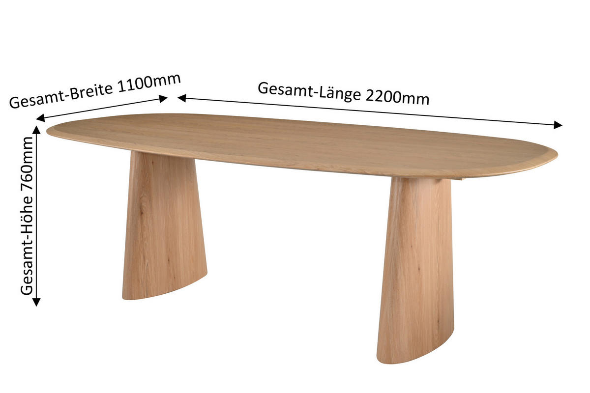 ESSTISCH 220/110/75 cm Echtholz, Nachbildung  Holz, Holzwerkstoff Naturfarben  - Naturfarben, MODERN, Holz/Holzwerkstoff (220/110/75cm) - MID.YOU