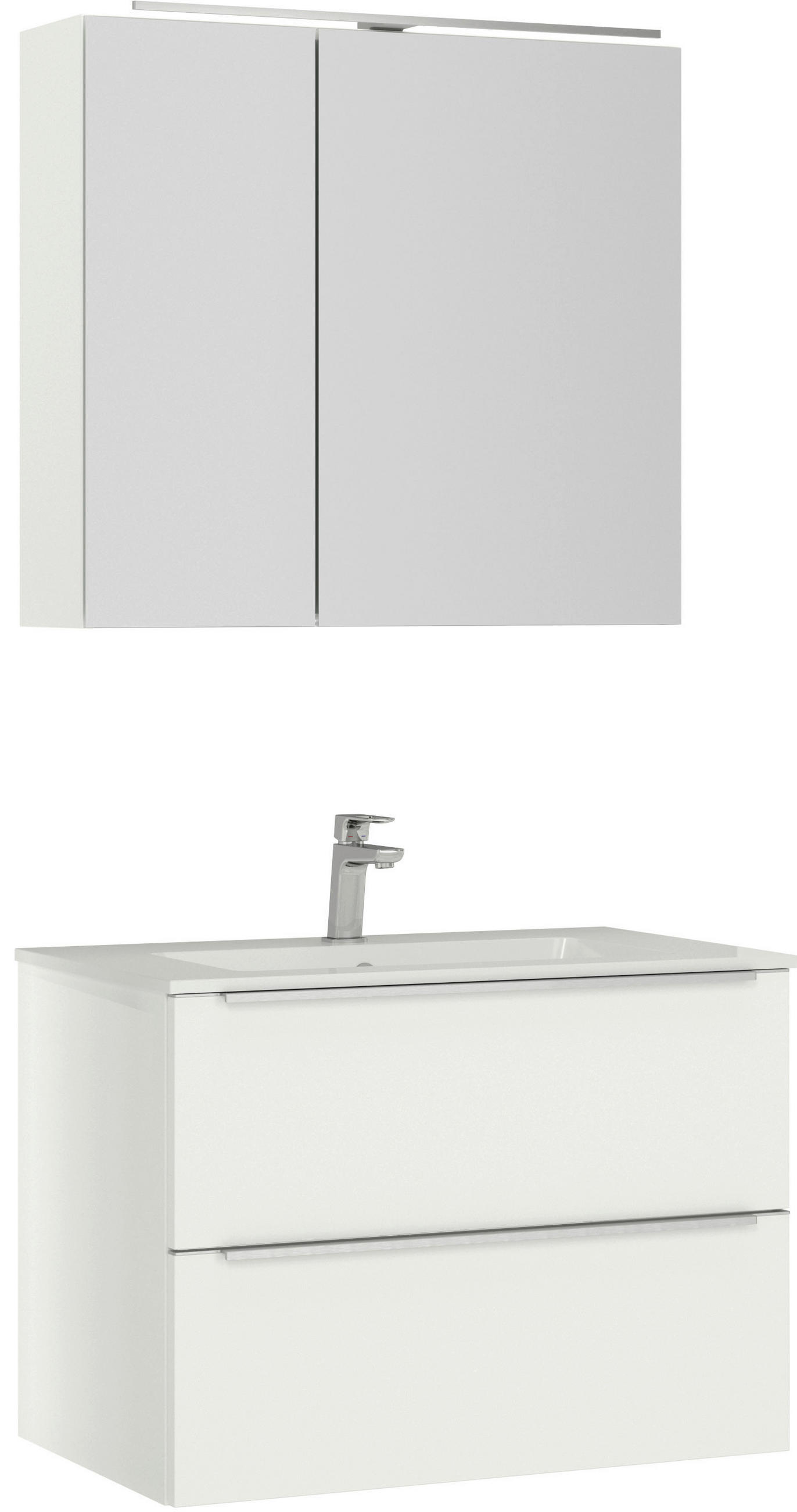 BADEZIMMER 3-teilig  in 81 cm  - Edelstahlfarben/Weiß, MODERN, Holzwerkstoff/Stein (81cm) - Nobilia