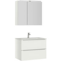 BADEZIMMER 3-teilig  in 81 cm  - Edelstahlfarben/Weiß, MODERN, Holzwerkstoff/Stein (81cm) - Nobilia