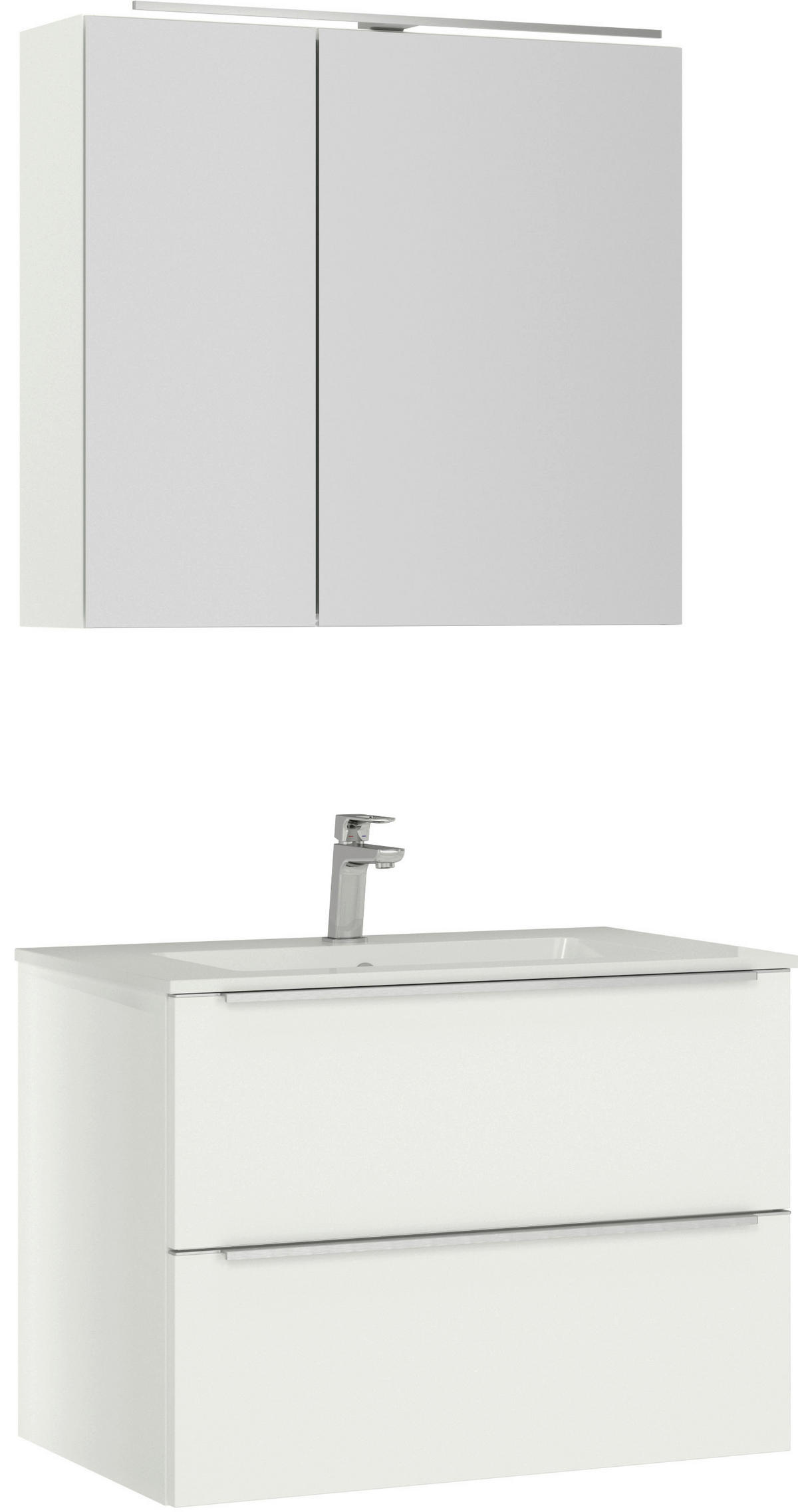 BADEZIMMER 3-teilig  in 81 cm  - Edelstahlfarben/Weiß, MODERN, Holzwerkstoff/Stein (81cm) - Nobilia
