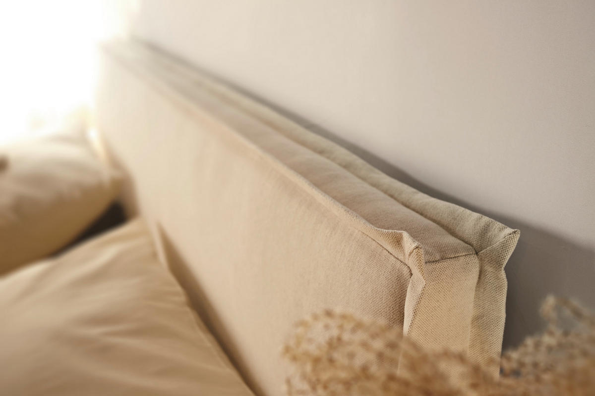 POLSTERBETT ELOS gepolstertes Kopfteil 160/200 cm  in Creme, Weiß  - Anthrazit/Creme, Design, Textil (160/200cm) - Musterring