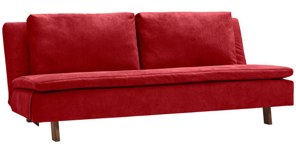 SCHLAFSOFA Flachgewebe Rot  - Eichefarben/Rot, KONVENTIONELL, Holz/Textil (205/85/98cm) - Carryhome