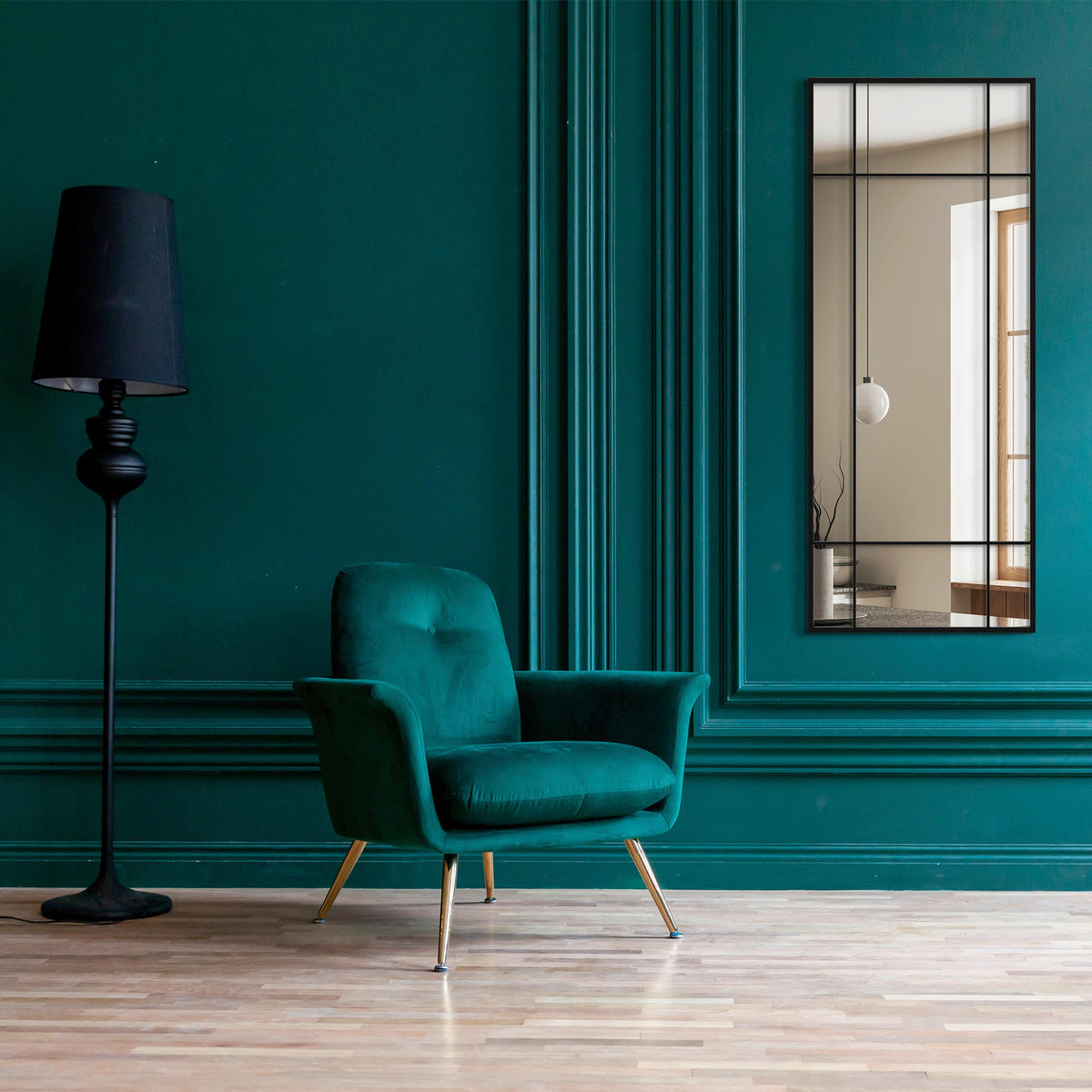 DEKOSPIEGEL  60/150 cm   in rechteckig  - Schwarz, Basics, Glas/Holz (60/150cm)