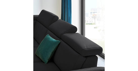 ECKSOFA in Echtleder Schwarz  - Schwarz, Design, Leder/Metall (239/289cm) - Cantus