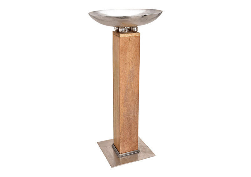 DEKOSÄULE  - Silberfarben/Braun, KONVENTIONELL, Holz/Metall (59/125/59cm) - X-Mas