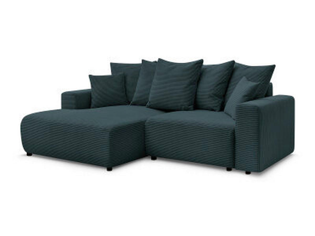 ECKSOFA Ottomane links  ATILLA Dunkelblau Cord  - Schwarz/Dunkelblau, MODERN, Kunststoff/Textil (149/244cm)