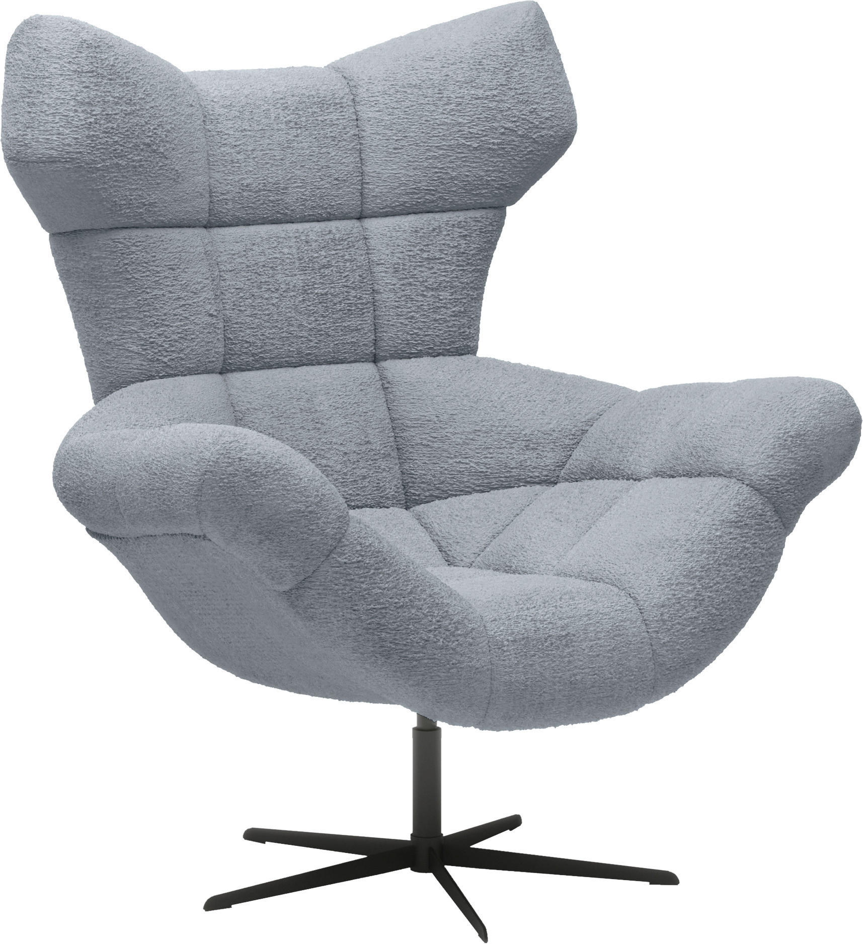 OHRENSESSEL Chenille Graublau  - Graublau/Schwarz, Design, Textil/Metall (103/119/84cm) - home24