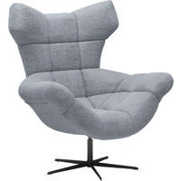 OHRENSESSEL in Chenille Graublau  - Graublau/Schwarz, Design, Textil/Metall (103/119/84cm) - Esposa