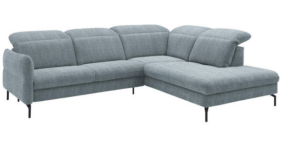 ECKSOFA in Flachgewebe Hellblau 299-313/233 cm - Schwarz/Hellblau, Design, Textil/Metall (299-313/233cm) - Dieter Knoll