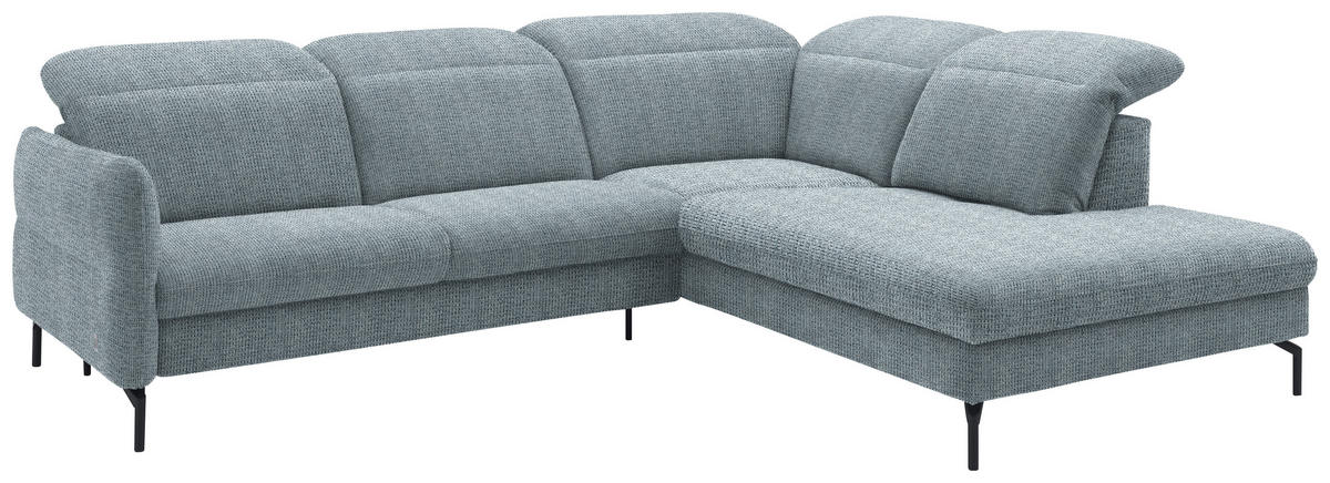 ECKSOFA in Flachgewebe Hellblau  - Schwarz/Hellblau, Design, Textil/Metall (299-313/233cm) - Dieter Knoll