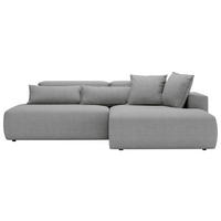 ECKSOFA ARTE in Chenille Grau  - Schwarz/Grau, Design, Kunststoff/Textil (284/160cm) - Livetastic