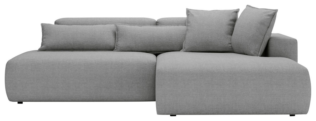 ECKSOFA ARTE in Chenille Grau  - Schwarz/Grau, Design, Kunststoff/Textil (284/160cm) - Livetastic