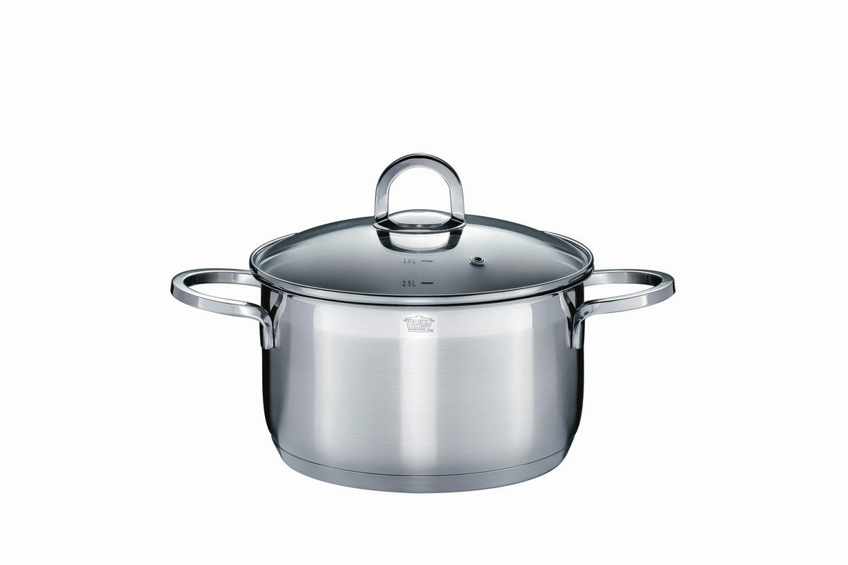 KOCHTOPFSET ALARA 8-teilig  - Klar/Edelstahlfarben, Basics, Glas/Metall - GSW