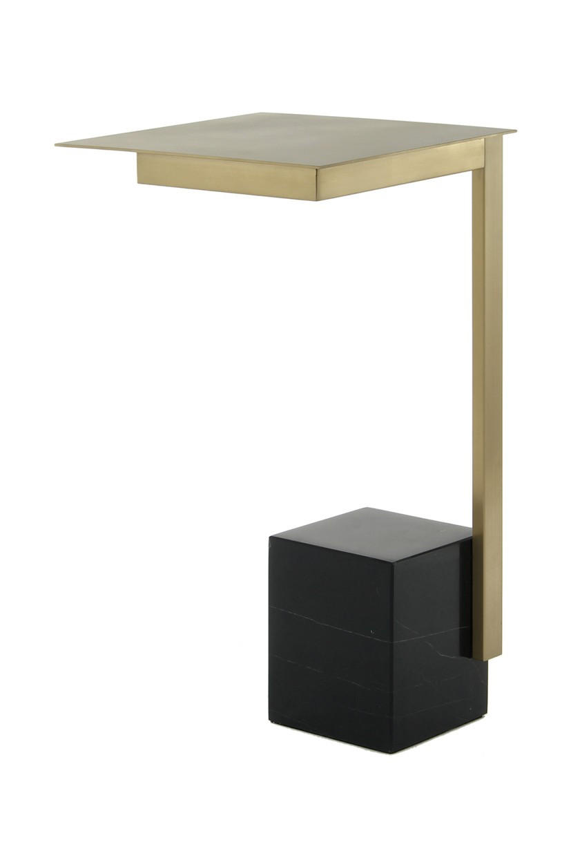 BEISTELLTISCH Schwarz, Weiß, Goldfarben  - Goldfarben/Schwarz, Design, Glas/Stein (30 cm/56 cm/30 cmcm) - Kayoom