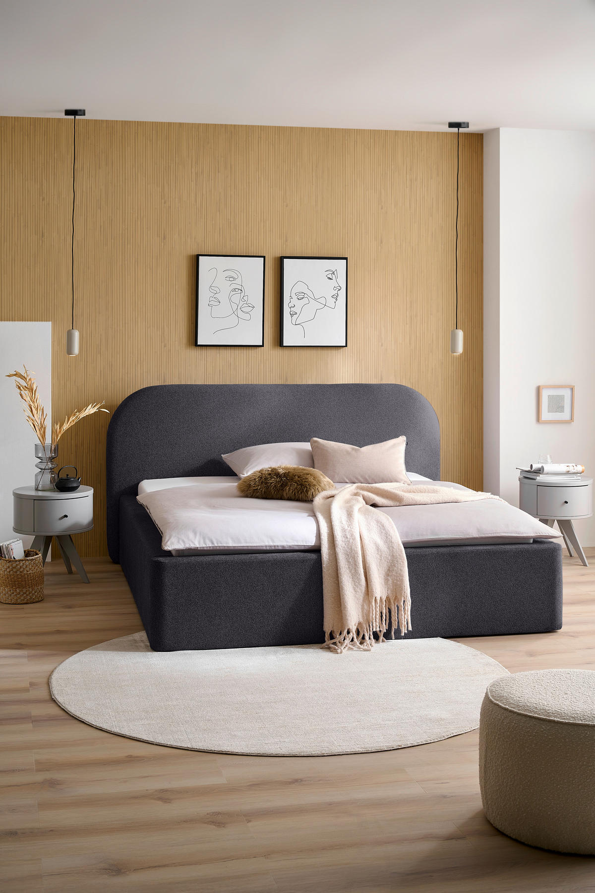 POLSTERBETT Bettkasten, Lattenroste 160/200 cm  in Anthrazit  - Anthrazit/Schwarz, Design, Holz/Textil (160/200cm) - Boxxx