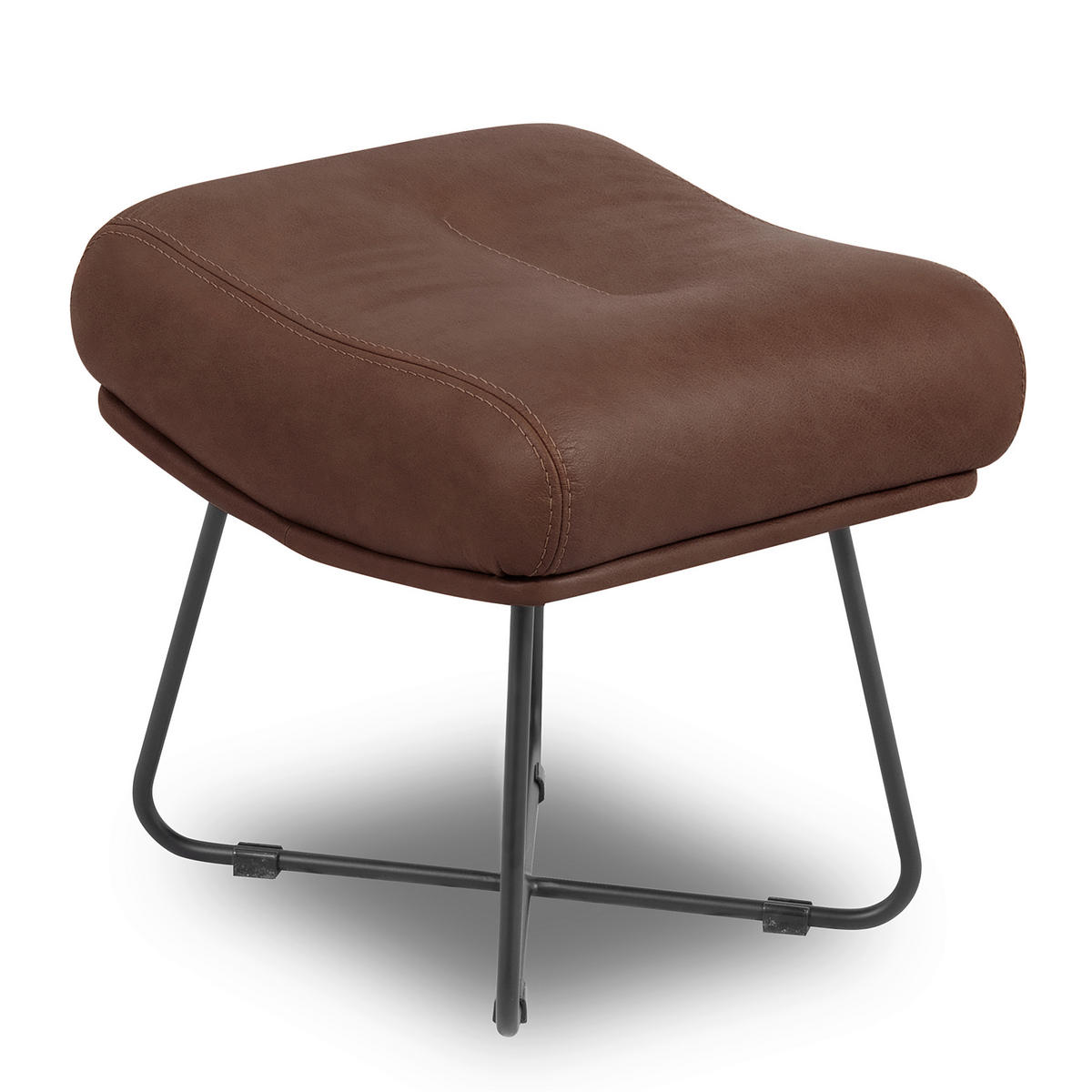 SESSELSET Echtleder Braun  - Cognac/Schwarz, Design, Leder/Metall (67/87/74cm) - Livetastic