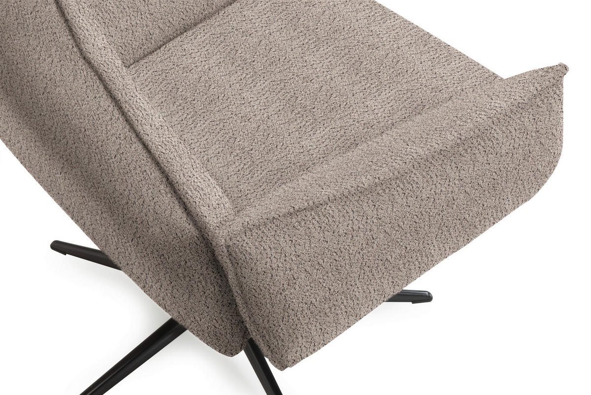 RELAXSESSEL Teddystoff Relaxfunktion    - Hellbraun/Schwarz, Design, Textil/Metall (76/103/86cm) - Welnova